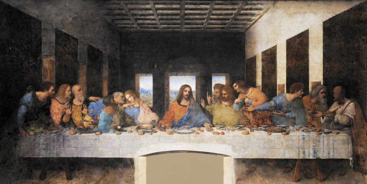 La &uacute;ltima cena de Leonardo Da vince (1496), en la bas&iacute;lica de Santa Mar&iacute;a delle Grazie, Mil&aacute;n.