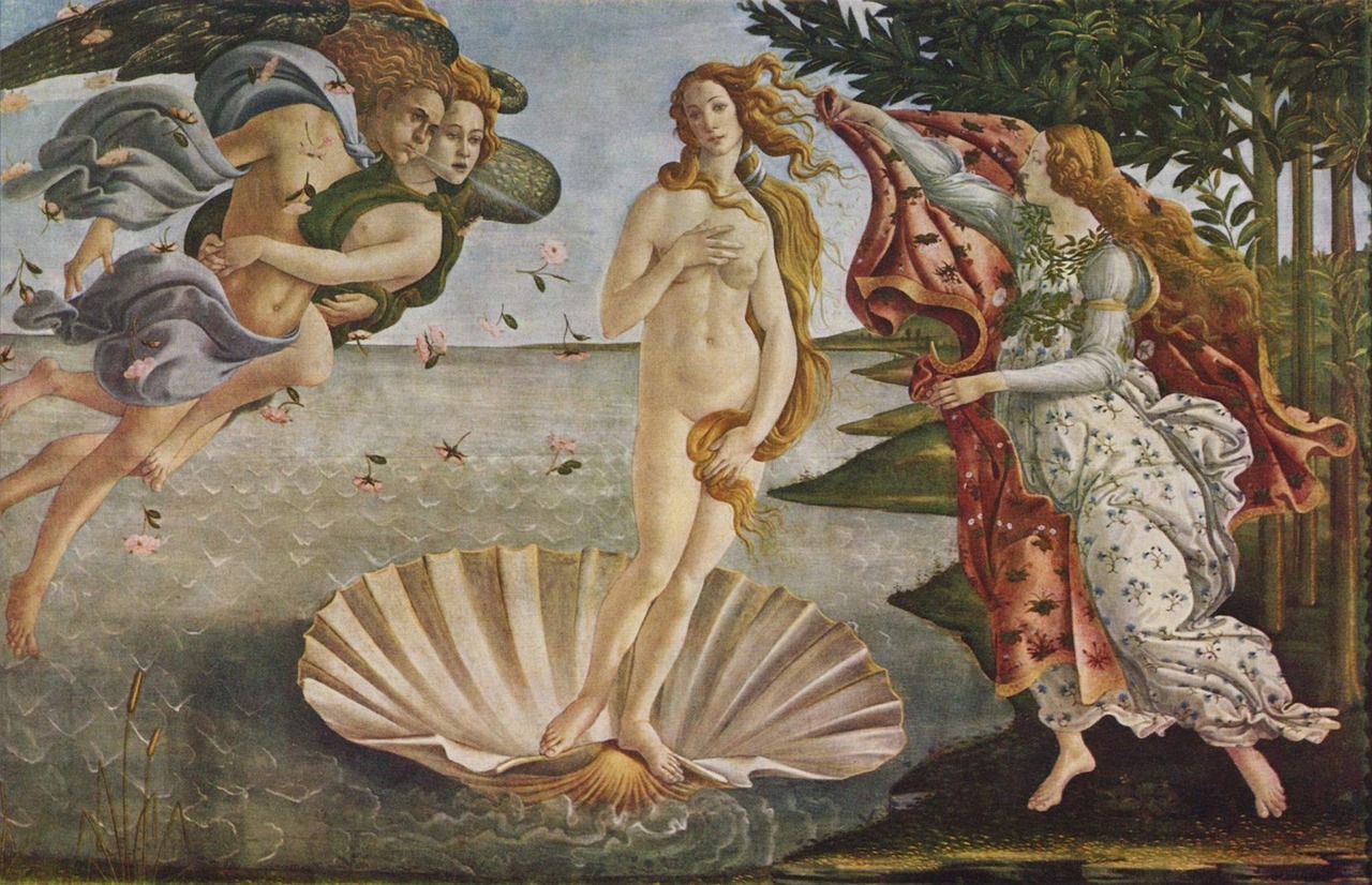 Nacimiento de Venus, S. Boticelli, Galer&iacute;a Uffizi, Florencia.